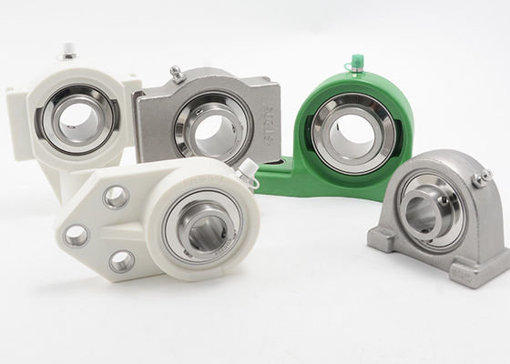 Flange de aço inoxidável de carregamento termoplástico SS UCFBPL203 do parafuso do rolamento de esferas 3 da inserção da unidade